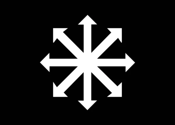 Symbool van chaos vector geïsoleerd op zwarte achtergrond. Een symbool afkomstig uit de eeuwige kampioen, later aangenomen door occultisten en Role-Playing games. Aleister Crowley en chaos Magic — Stockvector