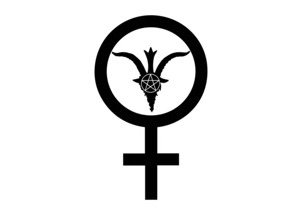 Icona simbolo satanico, Sigillo di Baphomet, 666 Pentagramma satanico. La croce di San Pietro o croce petrina è una croce latina rovesciata. Vettore isolato — Vettoriale Stock