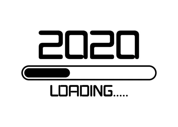 С новым 2020 годом, с погрузкой значка плоским стилем. Прогресс-бар почти достиг кануна Нового года. Векторная иллюстрация с нагрузкой 2020 года. Изолированный или белый фон — стоковый вектор