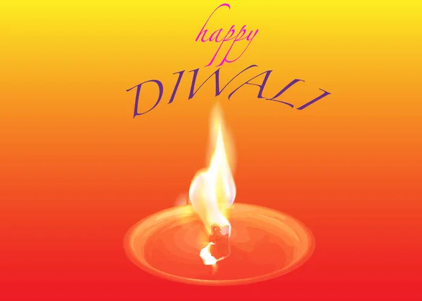 Joyeux Diwali. Festival indien traditionnel Fond de couleurs indiennes avec lampe brûlante, illustration vectorielle — Image vectorielle