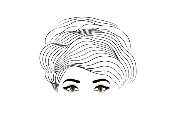 Logotipo do salão coiffure, Vintage Fashion Woman conceito penteado. Design elegante para salão de beleza Flyer ou banner. Retrato vetorial silhueta menina isolada no fundo branco — Vetor de Stock