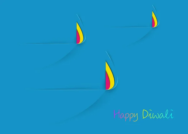 Happy Diwali Celebration sjabloon in Paper Cut Grafisch ontwerp van Indiase Diya Olielampen, Modern Flat Design. Kleurrijk Festival van Licht. Vector papier snijden kunst stijl achtergrond — Stockvector