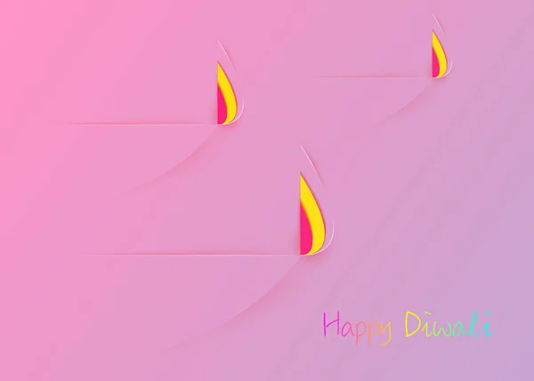 Plantilla Happy Diwali Celebration en Paper Cut Diseño gráfico de lámparas de aceite indias Diya, diseño plano moderno. Colorido Festival de la Luz. Vector rosa papel corte arte estilo fondo — Vector de stock