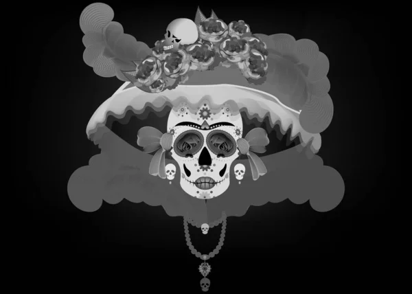 Catrina La Calavera. Catrina é uma personagem da cultura popular mexicana que representa a morte e faz parte do imaginário coletivo que se refere à celebração do Dia dos Mortos. — Vetor de Stock