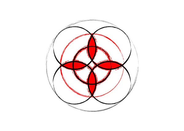 Posvátný květ, keltský styl lineární hvězda s kruhovým symbolem. Lineární uzel logo, Wiccan grunge pro ochranu, mystická geometrie. Wicca Prastará okultní věštecká ikona. Vektor izolovaný na bílém — Stockový vektor