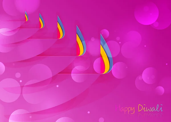 행복 한 디 왈리 축제가 인도 디야 오일 램프의 그래픽 디자인을 잘라 낸 종이에 새겨진 템플릿을 축하하고 있다. 화려 한 조명 축제. 벡터 페이퍼 컷 아트 스타일 배경 — 스톡 벡터