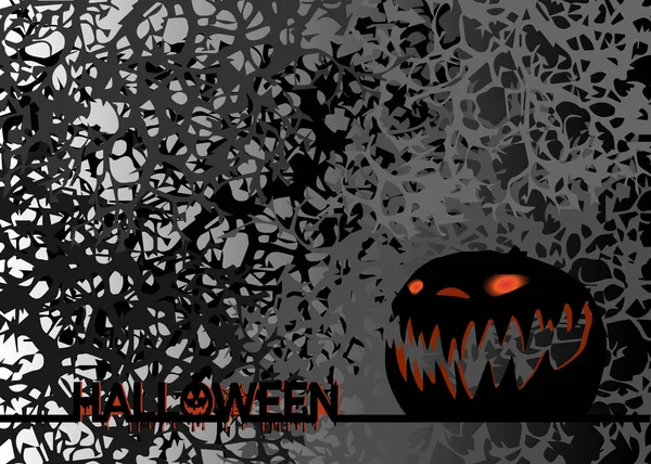 Happy Halloween Text Banner and Pumpkin Head vektor design plakát prvky loga, odznaky, etikety, ikony a objekty. Halloween pozvání tmavé pozadí — Stockový vektor