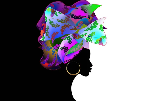 African wedding hairstyle Head wrap Template, colorful head scarf, beautiful portrait Afro Woman in Traditional Head tie Scarf Turban, clothing Kente, Shenbolen Ankara head wraps fabric design