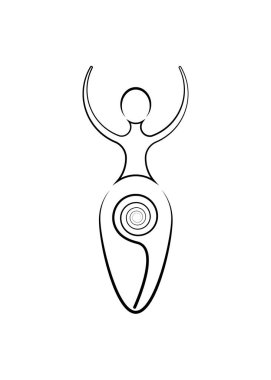 spiral goddess of fertility, Wiccan Pagan Symbols, The spiral cycle of life, death and rebirth. Wicca mother earth symbol of sexual procreation, vector tattoo sign icon isolated on white background clipart