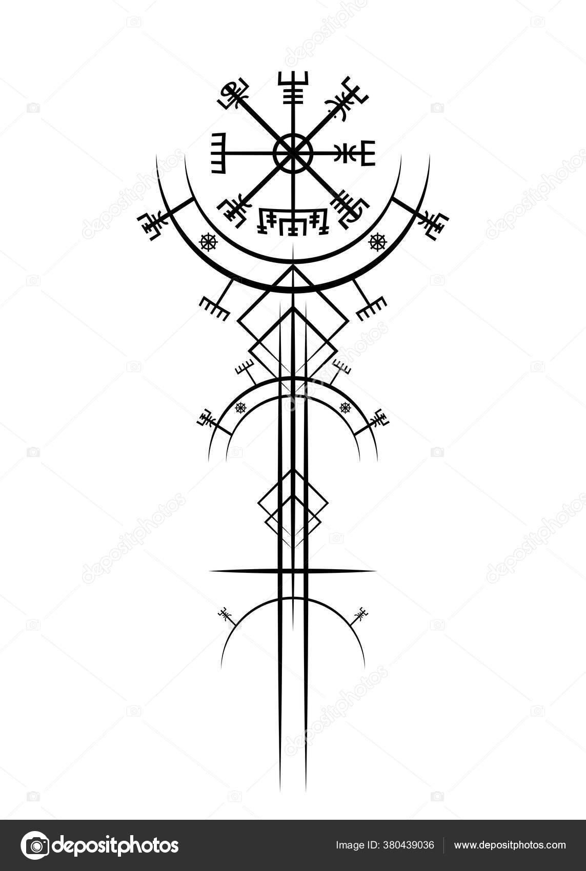 Magic Ancient Viking Art Deco Vegvisir Magic Navigation Compass Ancient Stock Vector by ©robin_ph 380439036