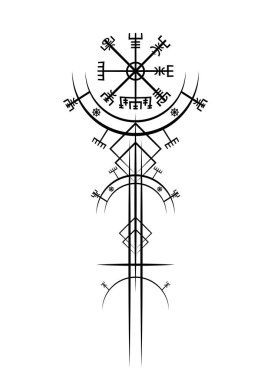 Magic ancient viking art deco, Vegvisir magic navigation compass ancient. The Vikings used many symbols in accordance to Norse mythology, widely used in Viking society. Logo icon Wiccan esoteric sign clipart