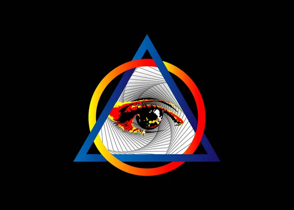 Simbol Suci Masonik Semua Melihat Mata Mata Ketiga Mata Ilahi - Stok Vektor