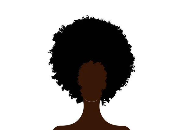 Afro Περούκα Άντρας Γυναίκα Μοντέρνα Σγουρά Αφρικανικά Μαύρα Μαλλιά Σιλουέτα — Διανυσματικό Αρχείο