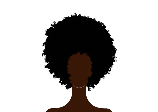 Afro Parrucca Uomo Donna Trendy Ricci Africani Capelli Neri Silhouette — Vettoriale Stock