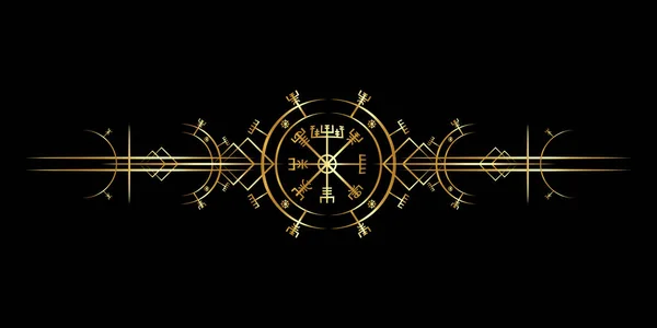 Magic Ancient Viking Art Deco Vegvisir Magic Navigation Compass Ancient — Stock Vector