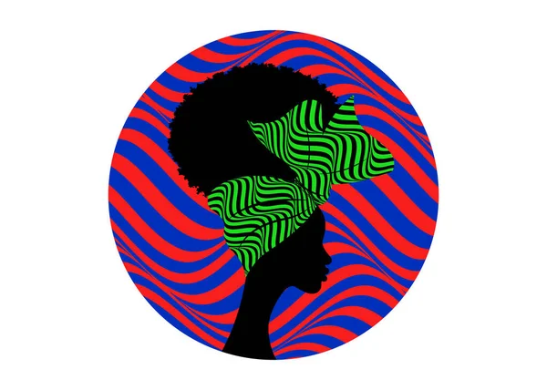 Logo Africano Diseño Redondo Retrato Mujer Africana Lleva Bandana Para — Archivo Imágenes Vectoriales