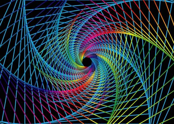 Spiral Swirl Radial Hypnotisk Psychedelic Illusion Roterande Bakgrund Färgglada Spektrum — Stock vektor
