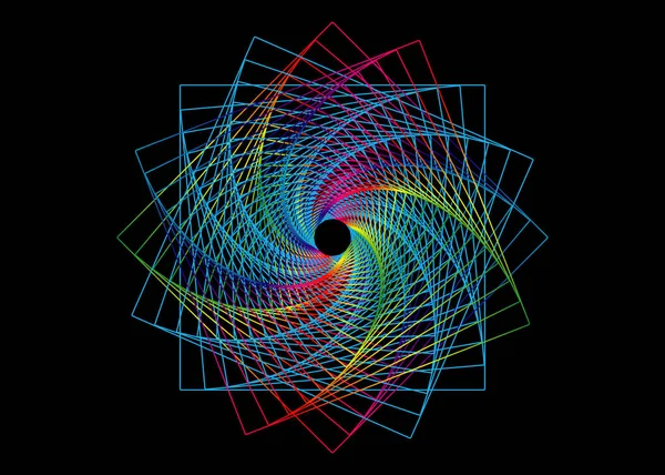 Спиральная Линия Цветным Рисунком Сакральной Геометрией Элементом Дизайна Логотипа Геометрический — стоковый вектор