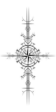 Magic ancient viking art deco, wind rose magic navigation compass ancient. The Vikings used many symbols in accordance to Norse mythology, widely used in Viking society. Logo icon Wiccan esoteric sign clipart