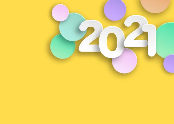 Новый 2021 Год Бумага Вырезать Цифры Тонких Цветах Декоративная Поздравительная — стоковый вектор