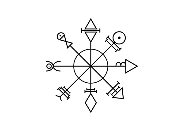 Premier Pentacle Vénus Scelle Talisman Magique Géométrie Sacrée Vegvisir Boussole — Image vectorielle