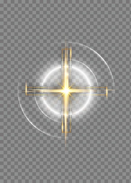 Cruz Luz Brillante Cruz Con Marco Dorado Símbolo Cristiandad Símbolo — Vector de stock