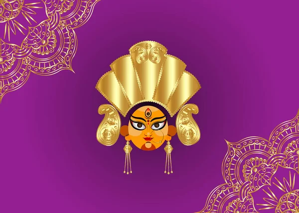 Happy Navratri Θεά Durga Face Στο Happy Durga Puja Subh — Διανυσματικό Αρχείο