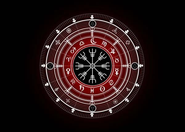 Wiccan Symbol För Skydd Vegvisir Vikingakompasset Mystic Wicca Spådom Forntida — Stock vektor