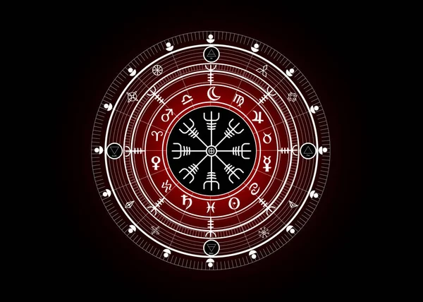 Símbolo Wiccan Protecção Vegvisir Bússola Viking Adivinhação Mística Wicca Símbolos — Vetor de Stock