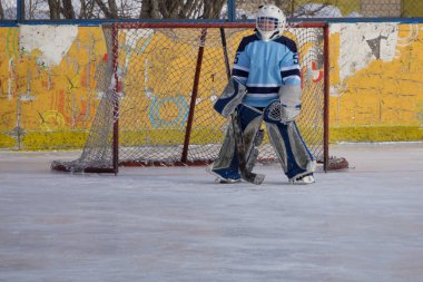 buz hokeyi kaleci bulanık hedef yüzüne