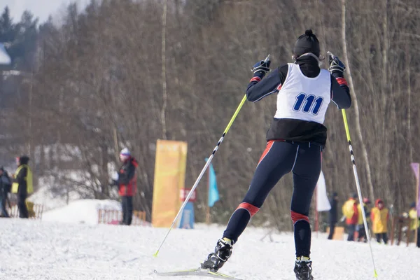 Yarış Kayak Disiplin Içinde Rekabet Denilen Klasik Stili Sprint Kışın — Stok fotoğraf