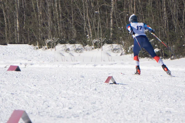 Jeune Sportif Avec Numéro Ski Dans Les Alpes Sur Une — Photo