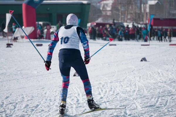 Rivalry Women Skiers Race Classic Style Winter World Cup — Stock Photo, Image