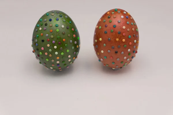 Los Huevos Pascua Están Decorados Para Dar Juntos Para Celebrar — Foto de Stock