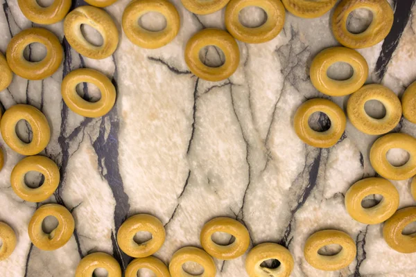 Nahaufnahme Von Frischen Gelben Bagels Eine Beliebte Art Von Mehlprodukten — Stockfoto