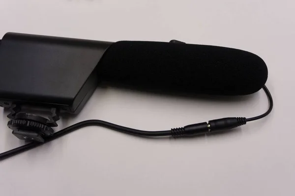 Microfone Preto Câmera Com Arte Edição Prova Vento — Fotografia de Stock