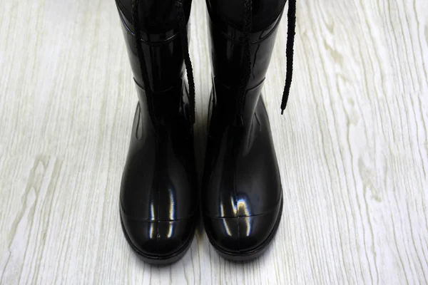 Black Rubber Boots Isolated White Background — Stock Photo, Image
