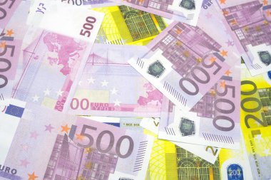 Çeşitli Euro banknot, 200 ve 500 Euro banknot farklı doku