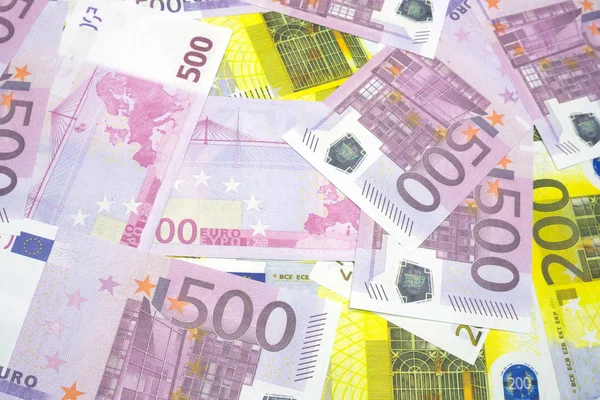 Çeşitli Euro banknot, 200 ve 500 Euro banknot farklı doku