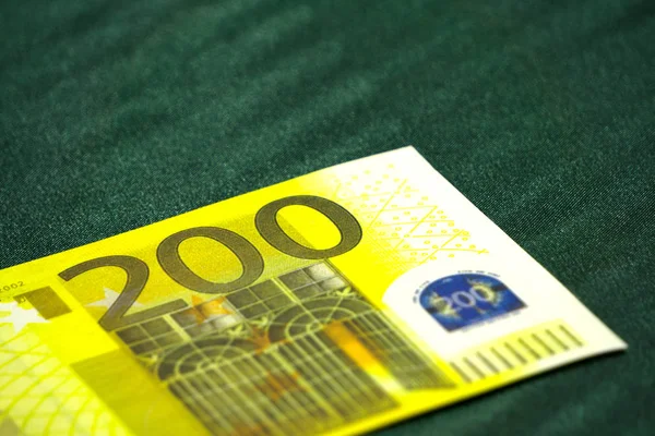 Euró Szimbólum Európai Unió Pénznemében Kétszáz Euro Bankjegy — Stock Fotó