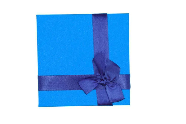 Regalo Azul Sobre Fondo Blanco Aislado — Foto de Stock