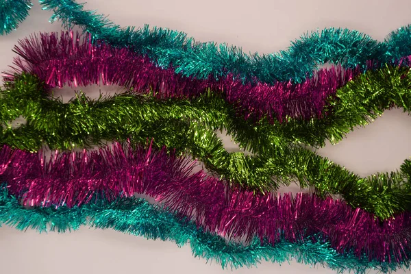 Feche Mexilhões Azuis Prateados Grinaldas Glitter Festivas Natal Clássicas Fecham — Fotografia de Stock