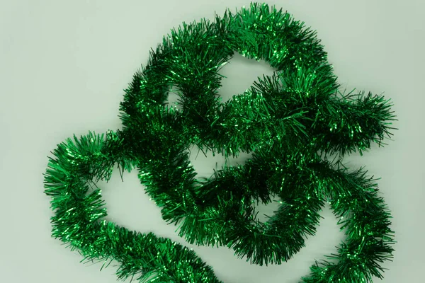 Tüm Çerçeve Noel Tinsel Yeşil Doku — Stok fotoğraf