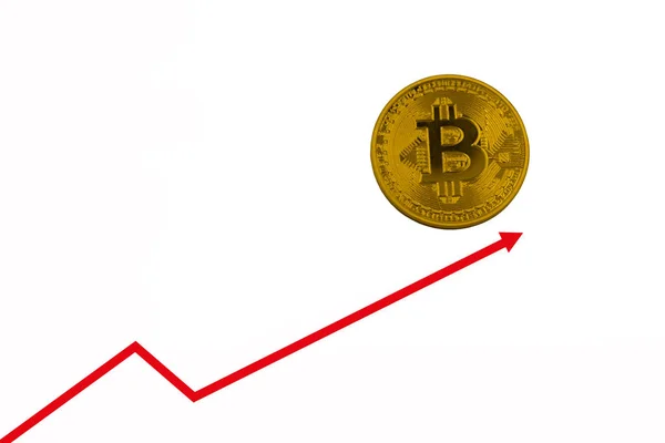 Bitcoin Value Growth Showed White Growth Arrow Candlestick Chart Copy — Stock Photo, Image