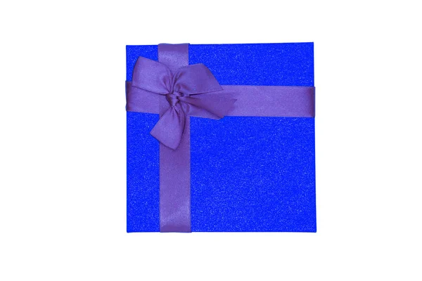 蓝色礼品盒 白色背景隔离 — 图库照片