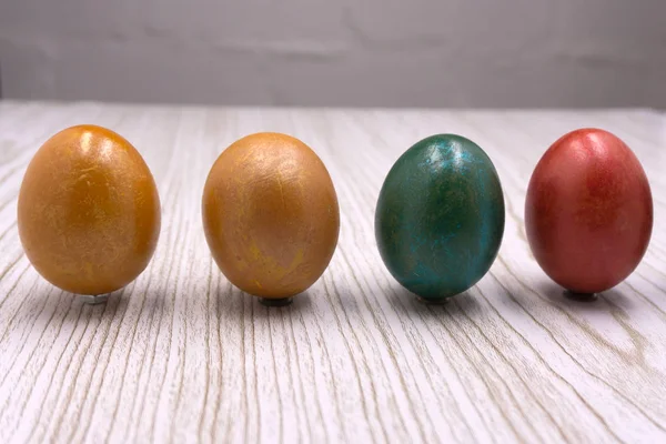 Multi Colored Eggs Nest Orange Light Side Easter Holiday Background — Stock Photo, Image