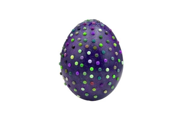 Jeden Mramoru Texturou Kamenné Epensive Fialová Módní Velikonoční Vajíčko Zlatou — Stock fotografie