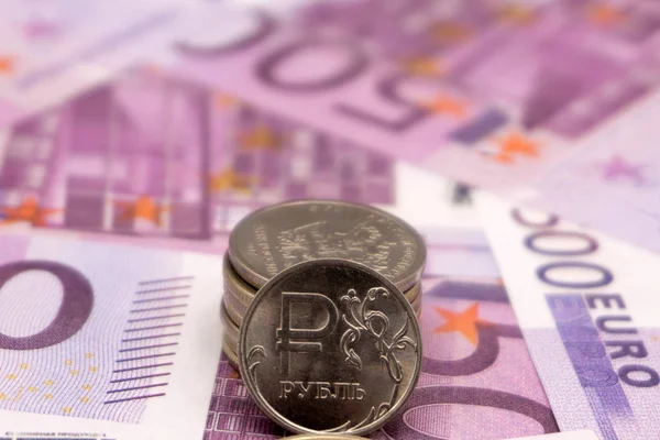 Euro Banknot Euro Rublesi Demir — Stok fotoğraf