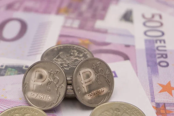 Rus Avrupa Para Arka Plan Rublesi Euro — Stok fotoğraf