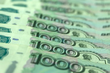 Kazakistan para on binlerce Lirası üstünde yeşil bir arka plan